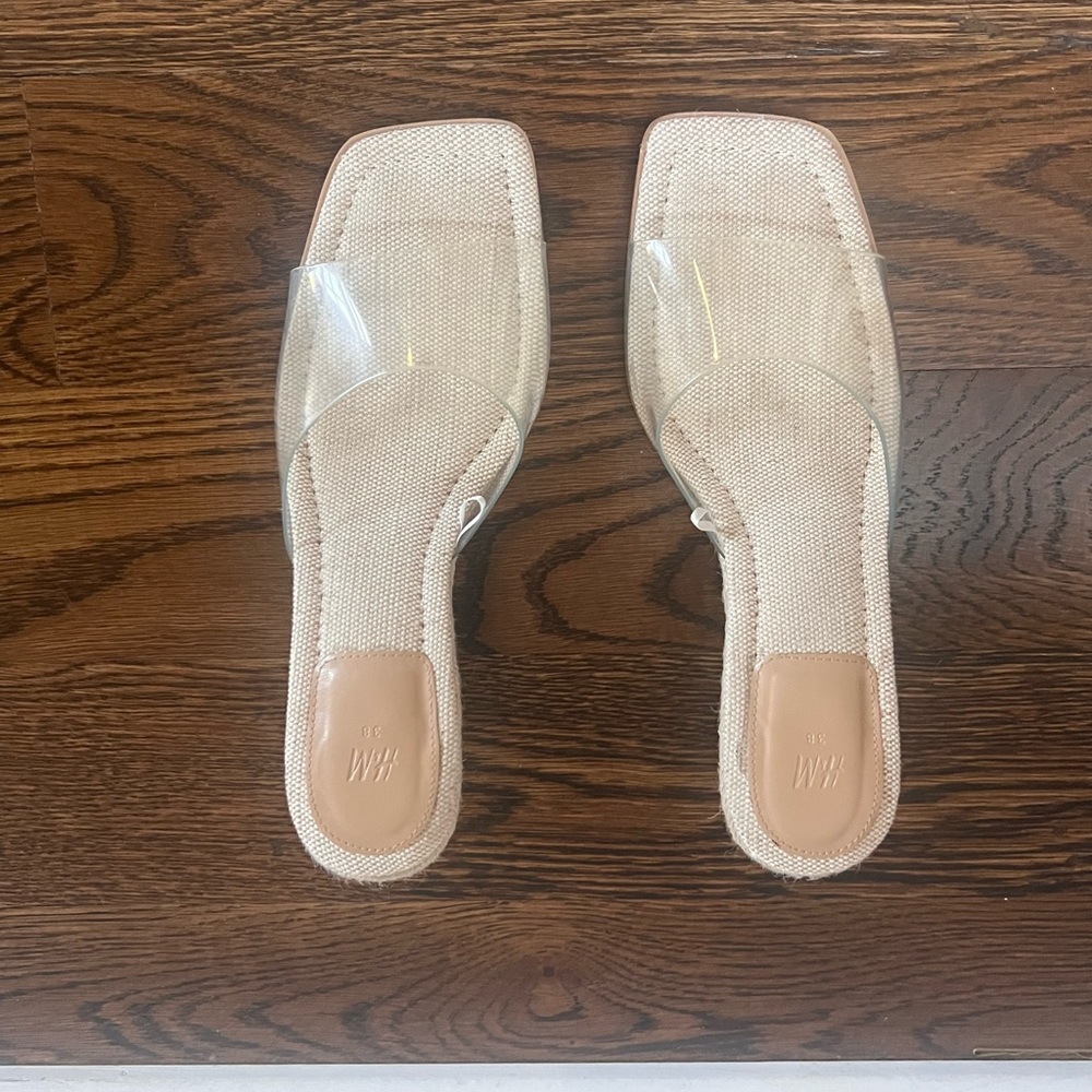 EUC H&M acrylic wedge sandals, size 38 (7.5)